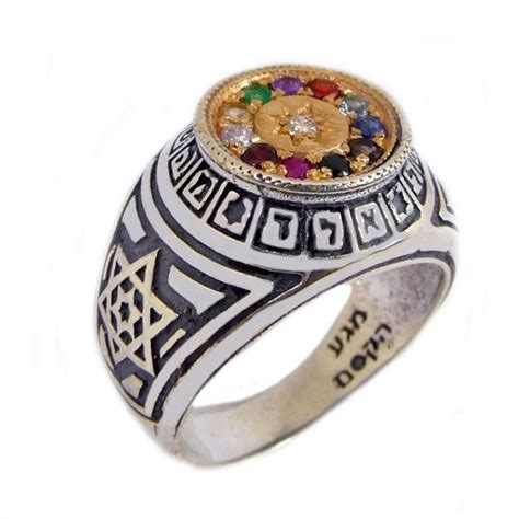 Kabbalah Ring With Priestly Breastplate Stones Hoshen 12 Tribes Silver