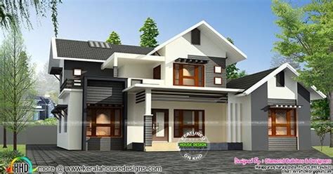 Sloping Roof Mix 1500 Sq Ft Home Kerala Home Design And Floor Plans