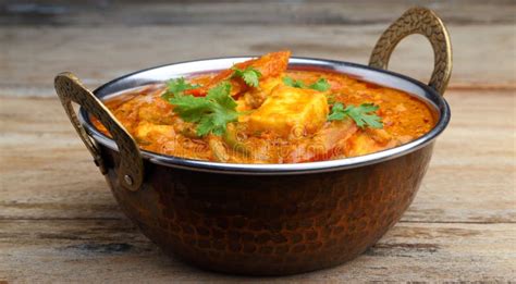 Indian Food Or Indian Curry In A Copper Brass Serving Bowl Stock Image