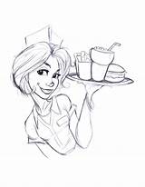 Waitress Sketch Diner Drawing Colors Getdrawings Tali sketch template