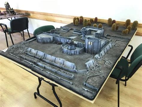 Warhammer 40k Game Table With Fort And Terrian Wargaming Terrain