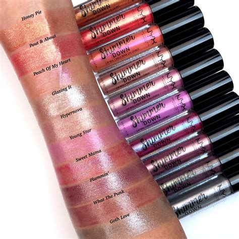 Swatches Review Of Nyxcosmetics Shimmer Down Lip Veils Swipe For