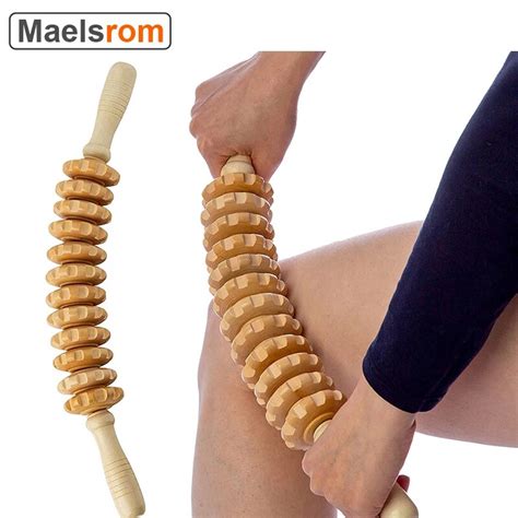 Wood Therapy Roller Massage Tool Handheld Cellulite Trigger Point Stick Lymphatic Drainage Anti