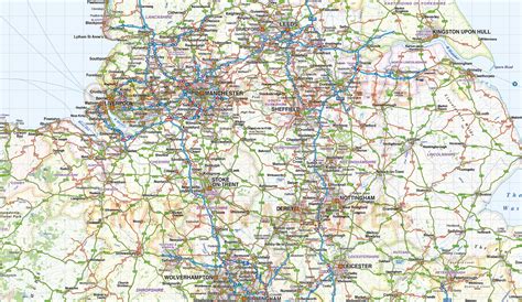 Detailed British Isles Uk Road And Rail Map Illustrator Ai Cs Vector
