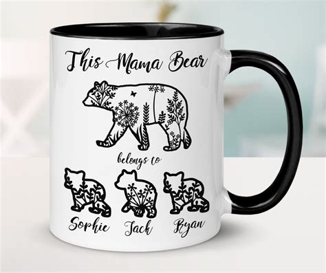 Mama Bear Mug Personalized Mom Coffee Mug Mothers Day T Etsy
