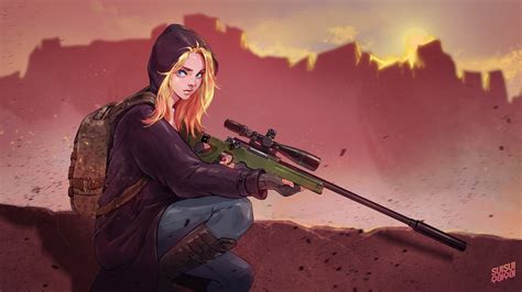 Pubg Sniper Girl Sniper Rifle Playerunknown S Battlegrounds K