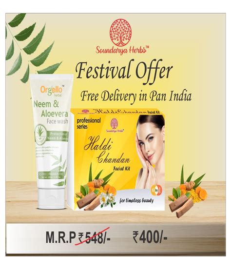 Soundarya Herbs Haldi Chandan Facial Kit With Neem Aloevera Face Wash