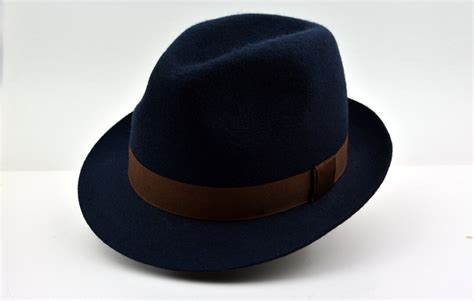 Fedora The Vittorio Navy Blue Trilby Hat Men Fedora Hat Etsy