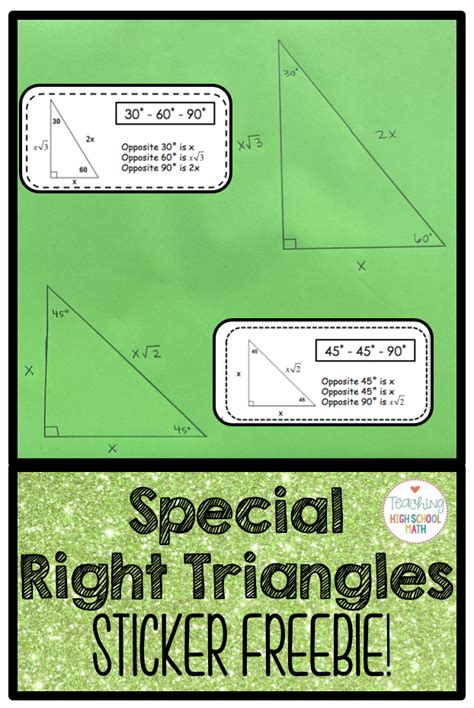 Special Right Triangles Freebie Right Triangle Special Right