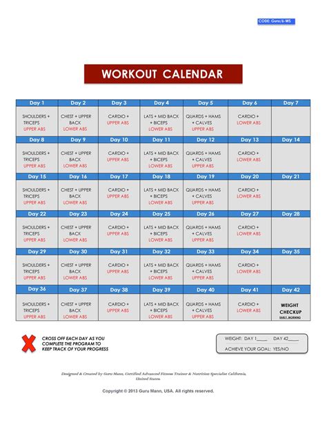 Creating A Workout Schedule Template Eoua Blog