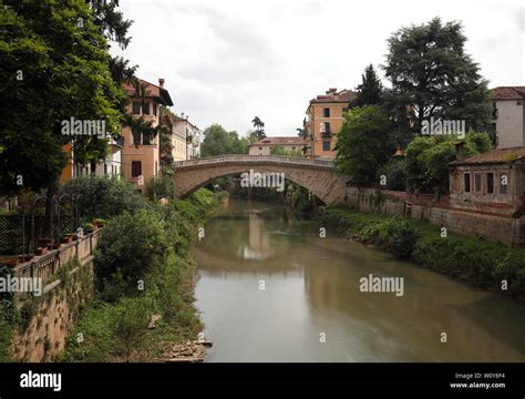 River Called Retrone In Vicenza City In Italy And The Ancient Bridge Of