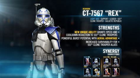 公式 Ct 7567「レックス」の再調整概要 Star Wars Galaxy Of Heroes スター・ウォーズ／銀河の英雄 攻略・考察
