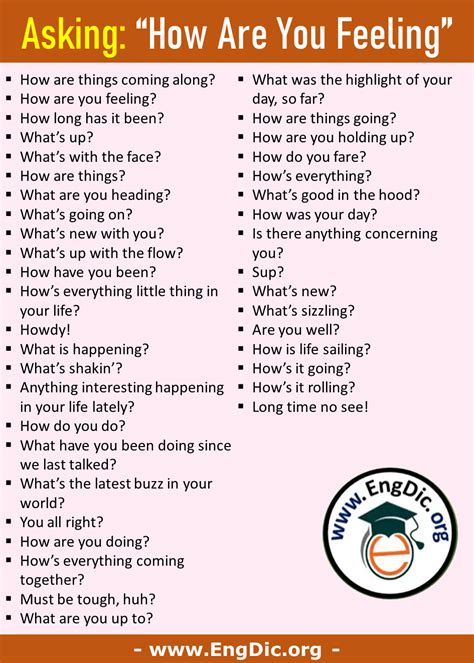 30 Different Ways To Ask How Are You Feeling Engdic