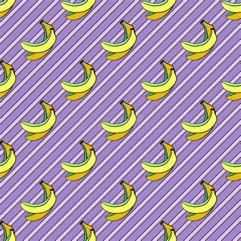 Seamless Yellow Pattern With Green Bananas On The Background Of