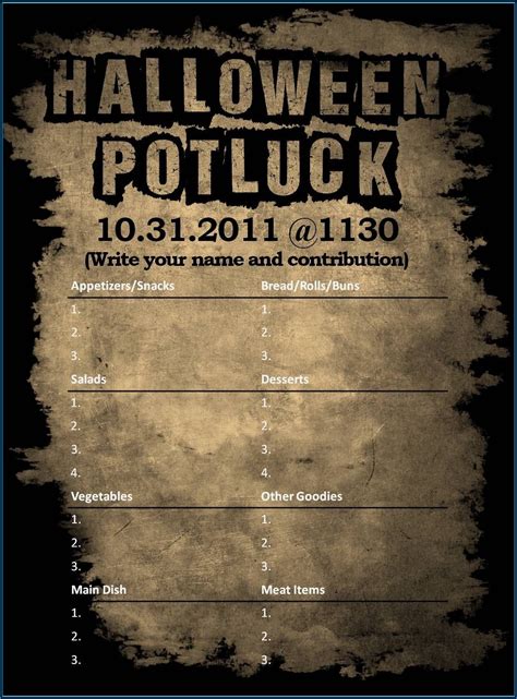 Halloween Potluck Invitation Template Free Printable Invitations