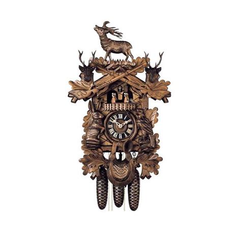Carved 8 Day Hunting Style Musical Cuckoo Clock With Large Stag Two S
