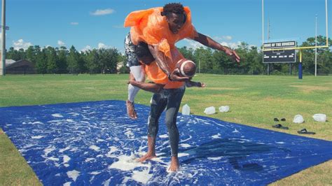 Knockout Bubble Wrap Football On A Slip And Slide Oklahoma Drills