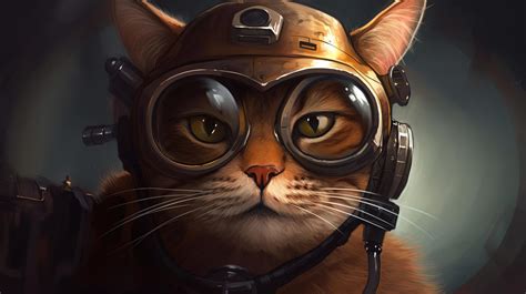 Portrait Of A Cat With Pilot Glasses Ai Generated 22396436 Stock Photo