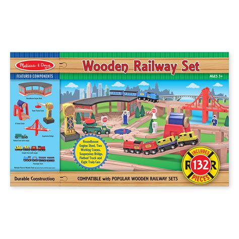 Melissa And Doug Deluxe Wooden Railway Train Set 130 Pcs Furniturezstore