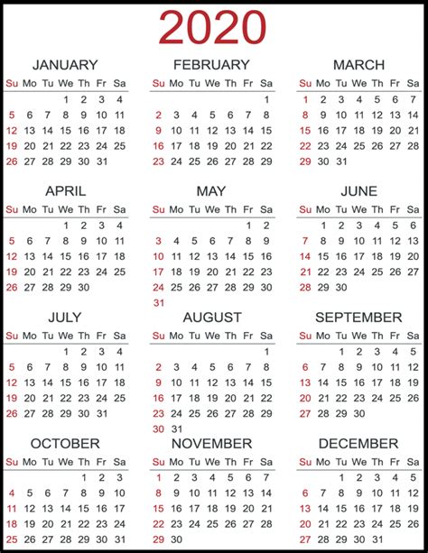 Months Of The Year Calendar Printables 2020 Example Calendar Printable