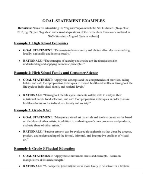 Academic Goal Statement Sample Hq Printable Documents
