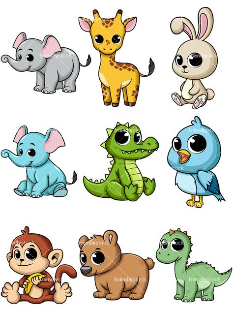 Cartoon Baby Animals Vectors Friendlystock