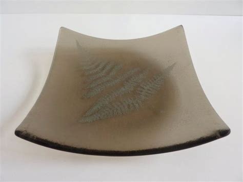 Fossil Vitra Fused Glass Fern Plate In Bronze Fused Glass Vitra Glass