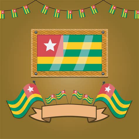 Togo Flags On Frame Wood Label 4433116 Vector Art At Vecteezy