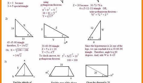 special right triangles 30 60 90 worksheets answers