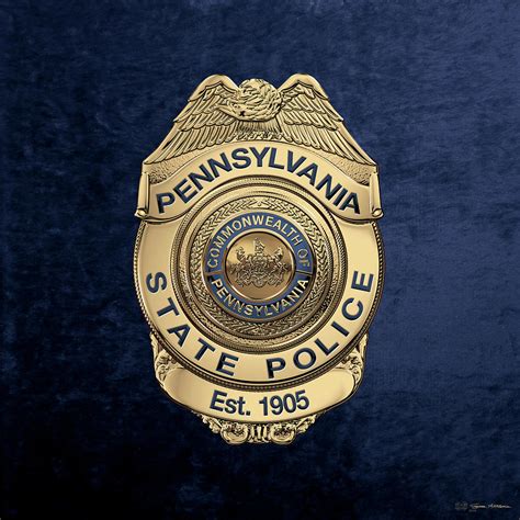 Pennsylvania State Police P S P Badge Over Blue Velvet Digital Art By Serge Averbukh Pixels