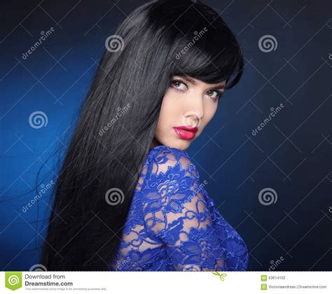 Long Black Hair Beautiful Model Girl With Healthy