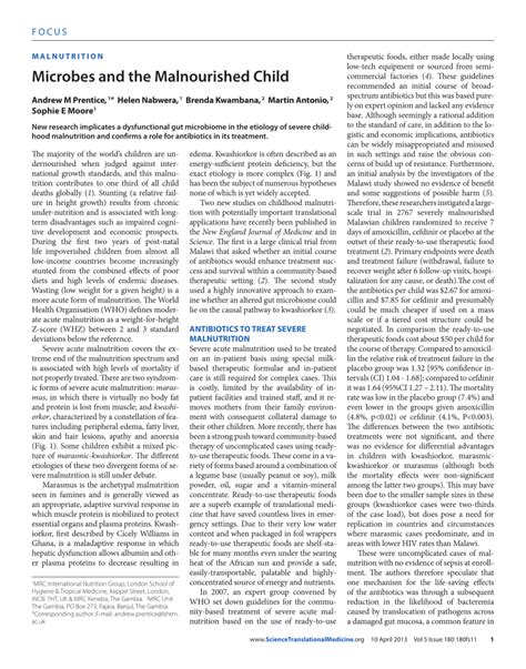 Pdf Microbes And The Malnourished Child