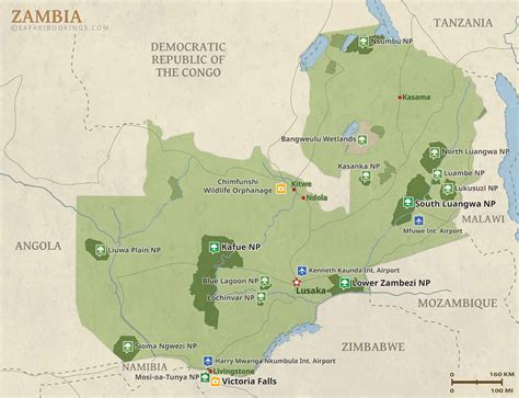 Zambia Map Detailed Map Of Zambia National Parks