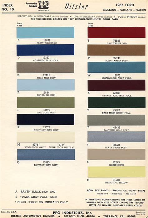 1965 Ford Mustang Interior Paint Codes