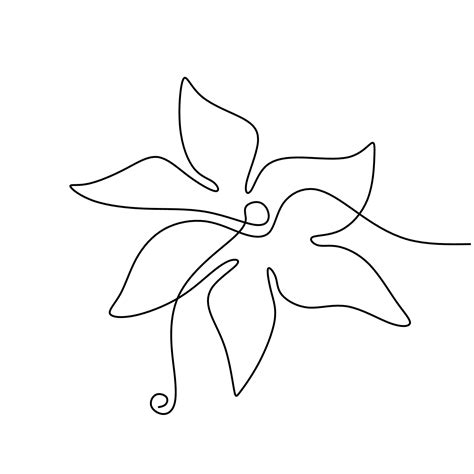 Beautiful Azalea Flowers Continuous Line Drawing A Blossoming Flower Isolated On White