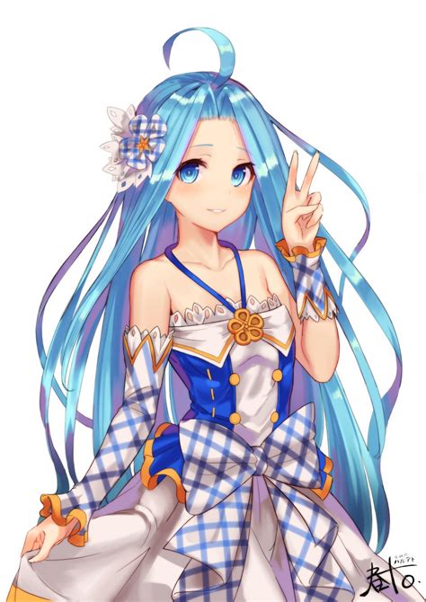 Fond D Cran Illustration Anime Filles Anime Cheveux Bleus Robe