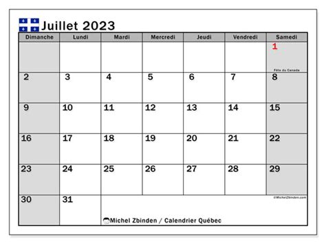 Calendrier Juillet 2023 à Imprimer “483ld” Michel Zbinden Ca