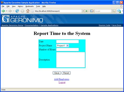 Open access, and select custom web app. Apache Geronimo v2.1 Documentation: timereport - Web ...