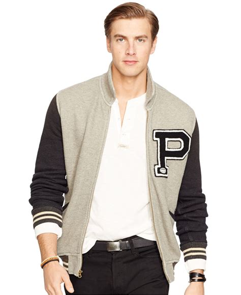 Polo Ralph Lauren Athletic Club Baseball Jacket In Gray For Men Lyst