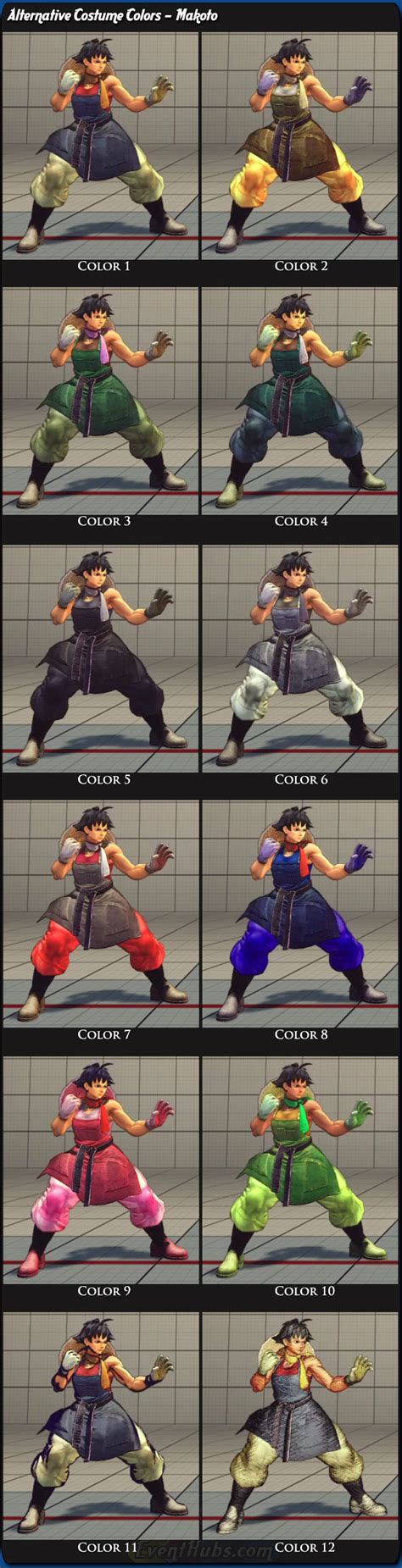 Costume And Alternative Outfit Colors For Makoto In Super Street