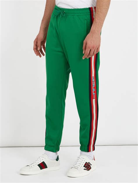 Lyst Gucci Side Stripe Tapered Leg Jersey Track Pants In Green For Men