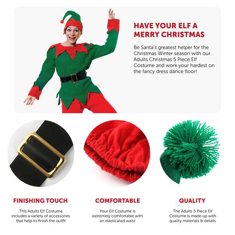 Adults Unisex Elf Costume Christmas Santas Helper Xmas Mens Ladies Fancy Dress Ebay