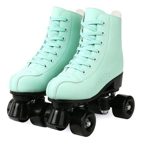 Womens Roller Skates Pu Leather Adjustable Shiny Skates Light Up 4