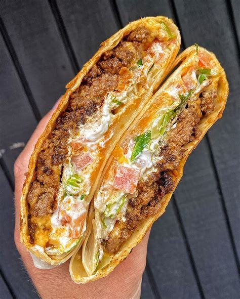 Add a tostada shell on top of the beef on each tortilla. Homemade CRUNCHWRAP SUPREME! 🌯💥 4/20 is upon us... how are ...