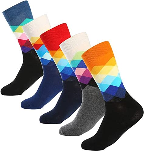 Bonangel Mens Fun Dress Socks Colorful Funny Novelty Crew Socks Pack