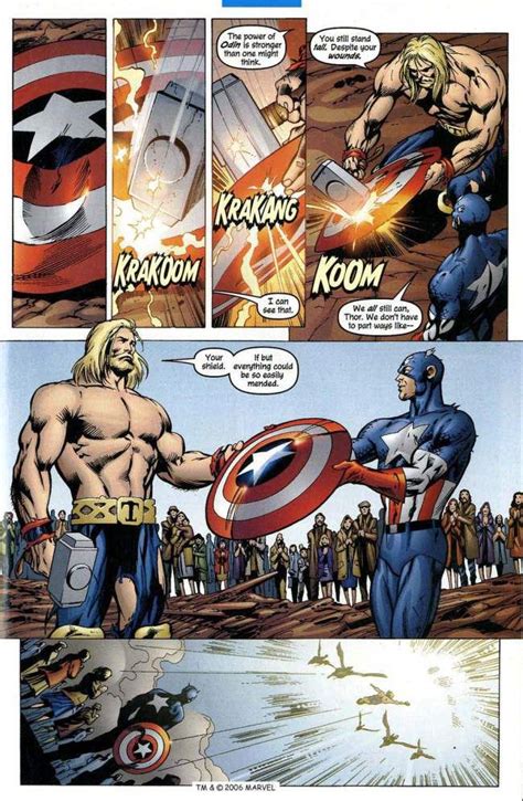 The Mighty Thor Vs Captain America Mjolnir Dents Caps Shield Thor