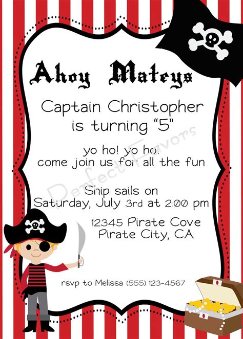 Ahoy Matey Pirate Birthday Party Invitation By Perfectfavors 1000 Pirate Birthday Party