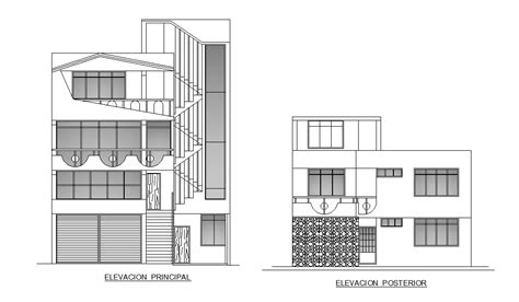 Autocad House Front Elevation Design Download Free Dwg File Cadbull