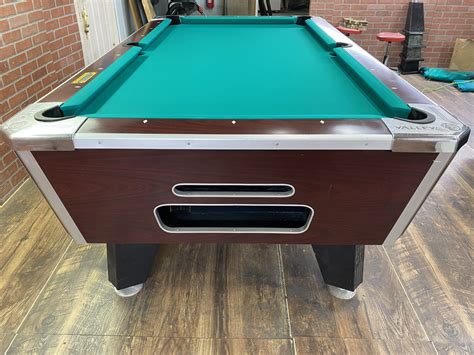 7′ Valley Red Mahogany Used Coin Operated Pool Table New Style Used
