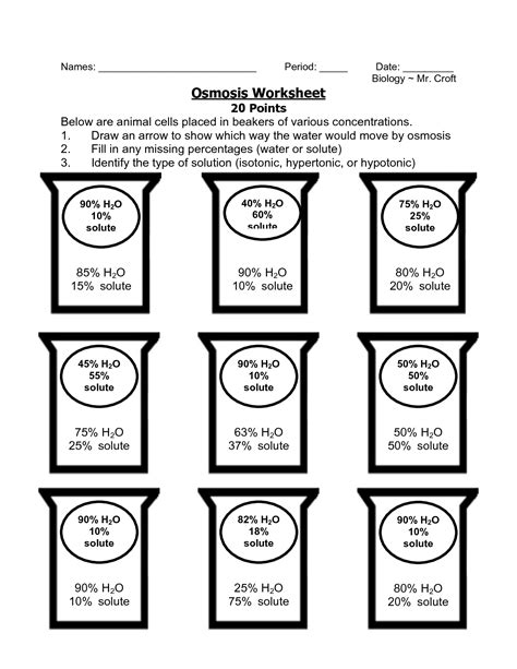 Worksheet Osmosis And Tonicity Answers